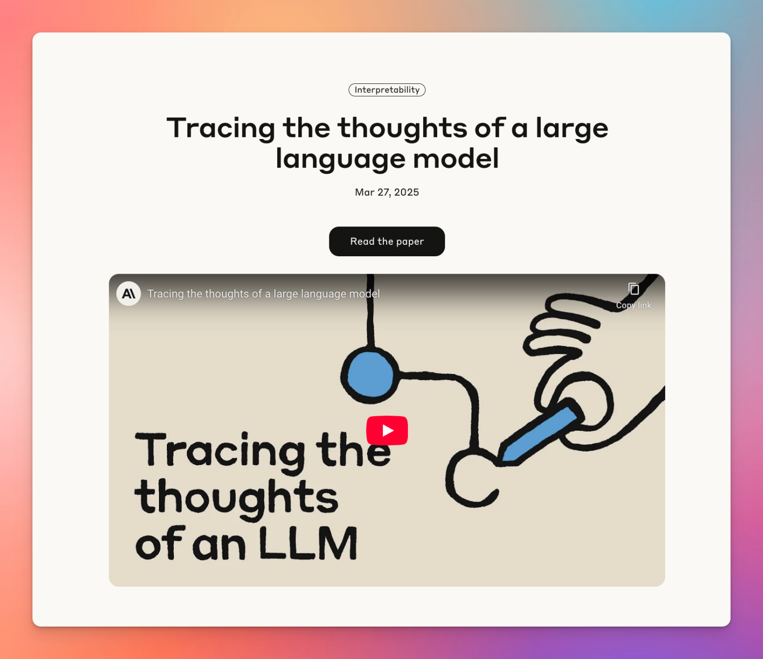 Tracing the thoughts of an LLM